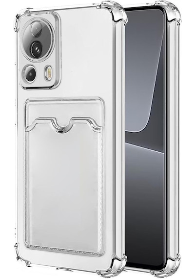 Apsuwa Xiaomi 13 Lite Kamera Korumalı Kartlıklı Setra Şeffaf Silikon Kılıf