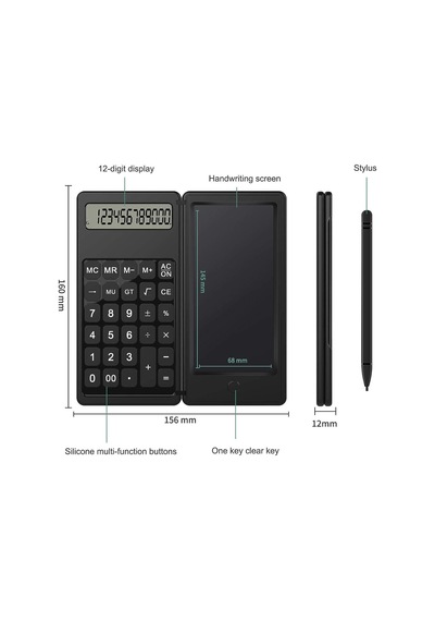 Valkyrie C5 Dijital Çizim Ekranlı Bilimsel Fonksiyonlu E-writer Hesap Makinesi Katlanabilir Sessiz Tuşlu Siyah Genel