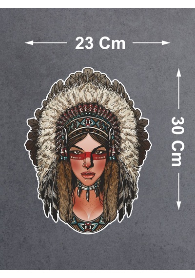 Kızılderili Kız Sticker - Araba Oto Motosiklet Karavan Sticker - 00031 30x23 Cm