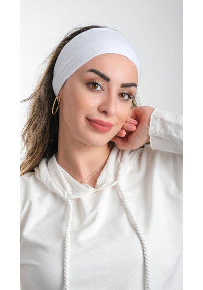 Hürrem Bone Beyaz Bandana Saç Bandı Viskon Düz 3012 42 Beyaz