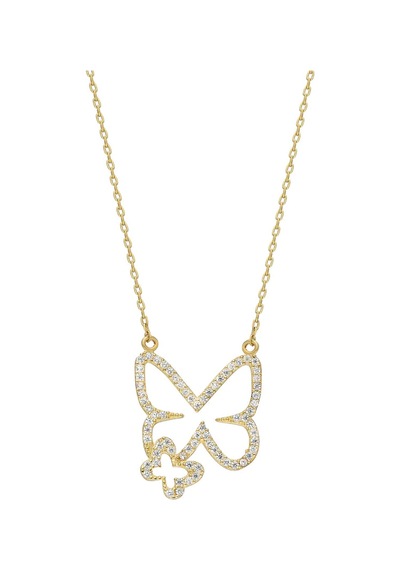 İki Kelebek Kolye 718911 Gold Gümüş