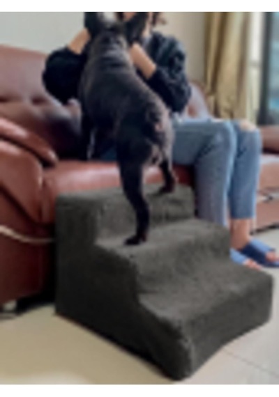 Kedi Köpek Merdiveni Fermuarlı 3 Basamak Sünger, Gri