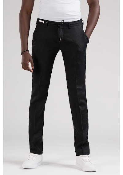 Ecer Slimfit Beli Lastikli Ve İplikli %100 Linen Ham Keten Jogger Pantolon 001