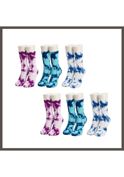 Bezos Unisex Batik Desenli Çorap 6'lı Set Pamuklu Renkli Uzun Soket Dikişsiz Nefes Alan Spor Çorabı Günlük Nxrlvng Çok  Renkli