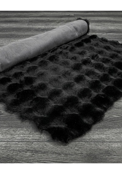 Bespoky Rolyef Modern Salon Halısı Makine Dokuma Siyah