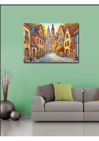 Kanvas Tablo Renkli Eski Şehir 100cmx140cm