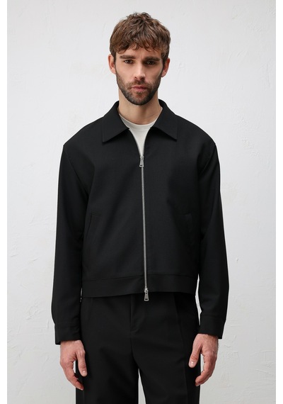 Antioch Relaxed Fit Fermuarlı Erkek Mont Siyah