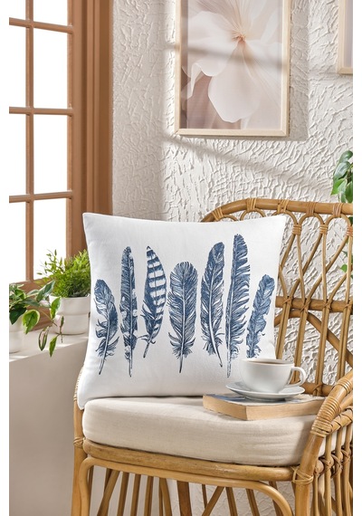 Soft Kadife Baskılı 43 X 43 Cm Kırlent Kılıfı Siyah Tüy