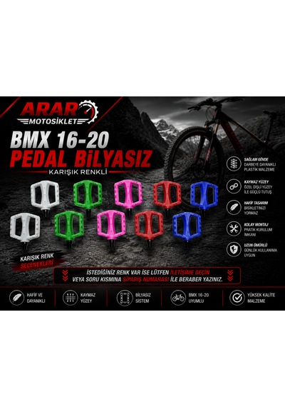 Bmx16-20 Bisiklet Pedal Bilyasız Karışık Renkli-3044