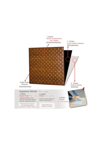 3 Boyutlu Duvar Paneli Kabartmalı Puantiye Desen Pvc 41x41 Cm/ 6 Adet /1 M² Altın Meşe
