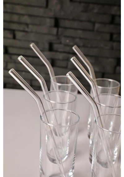 1 Adet Kokteyl Sunum Pipeti Cam Pipet Isıya Dayanıklı Eğimli 20cm Şeffaf Cam Pipet Tekli