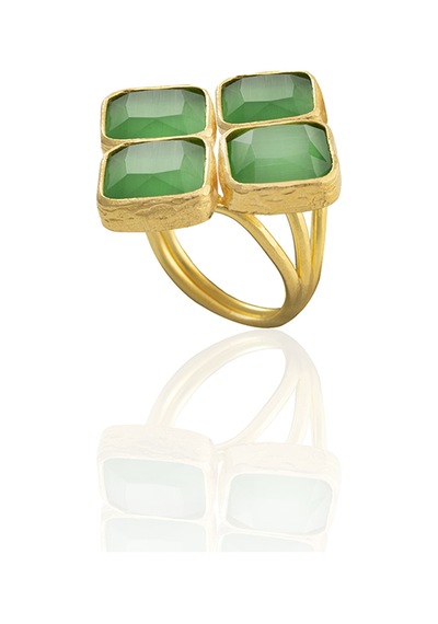 Kadir Jewellery 22 Ayar Altın Kaplama Kadın Zirkon Taşlı Yüzük Yeşil 60739335