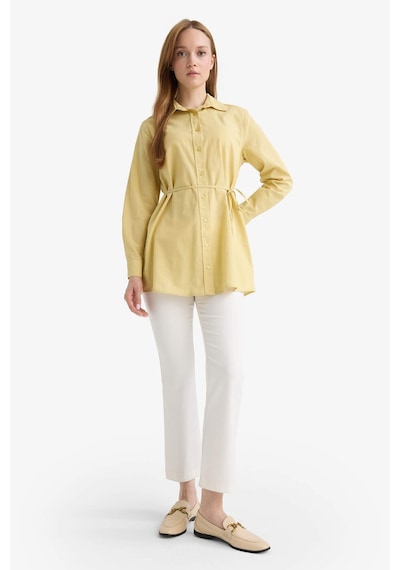Defacto Regular Fit Poplin Bağlamalı Uzun Kollu Gömlek Tunik D4160ax25smkh520 Haki