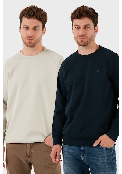 Buratti Streç Pamuklu Relaxed Fit Bisiklet Yaka 2'Li Paket Erkek Sweat 5901210S2 Lacivert-Taş