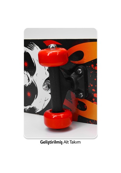 Orta Boy Kaykay 60 Cm 8 Katmanlı Canlı Desenli Kemik Teker Kaymaz Skateboard 2406 Gri