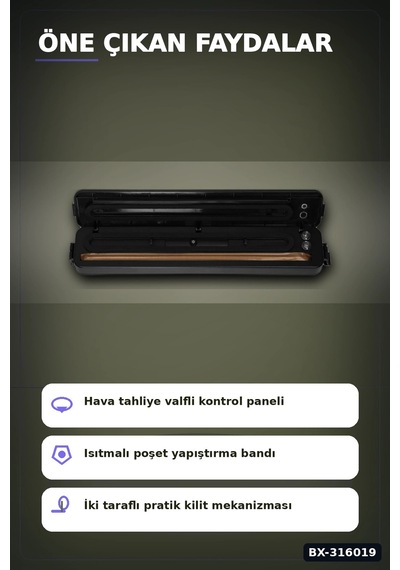 Gıda Vakumlama Makinesi Ve Poşet Yapıştırma Cihazı - Ev Tipi Mutfak Saklama Bx-316019