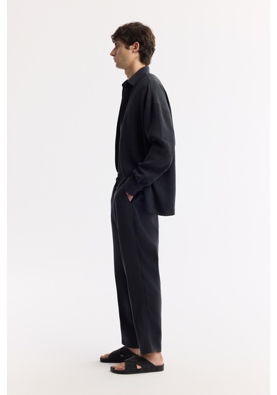 Avva Erkek Siyah Beli Lastikli Bağcıklı Soft Touch Relaxed Fit Pantolon A51y3031