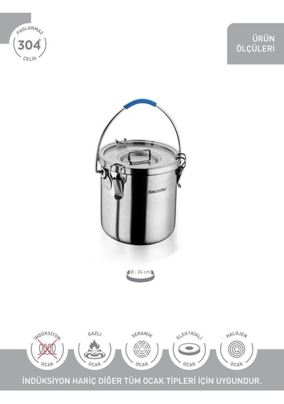 Hascevher Horeca 24 Cm Taşıma Kabı Tabansız Çelik