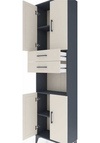 Arges Dolap 4 Raflı 2 Çekmeceli 4 Kapaklı 60x30x221 Antrasit-... Antrasit