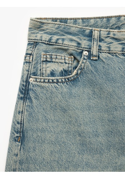Koton Geniş Paça Rahat Kalıp Pamuklu Jean Pantolon - Wide Leg Jeans Green Cast 6wal40169md Yeşil