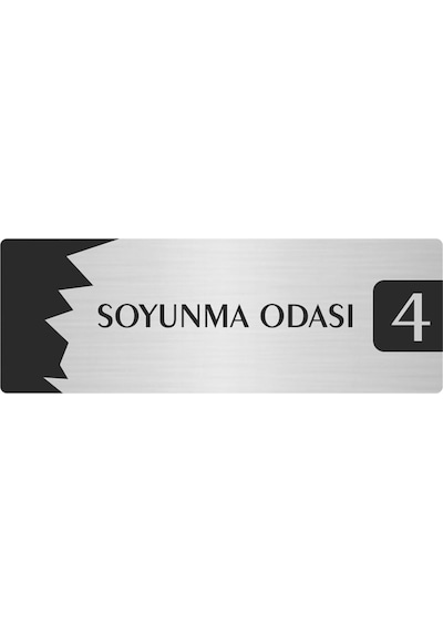 Metal Departman Kapı İsimliği, Yönlendirme Levhası Soyunma Odası 4 5x20 Cm Gümüş Renk