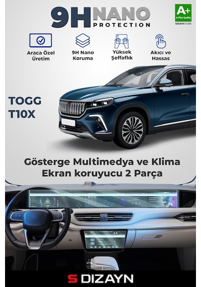 S-dizayn Togg T10x Ekran Koruyucu Seti Tam Set Parlak 2023 Üzeri A+ Kalite