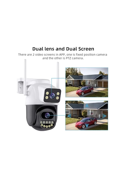 3mp+3mp Çift Lensli Wifi Ptz Kamera 360 Gece Görüş Ip66 Su Geçirmez İki Yönlü Ses Kamera