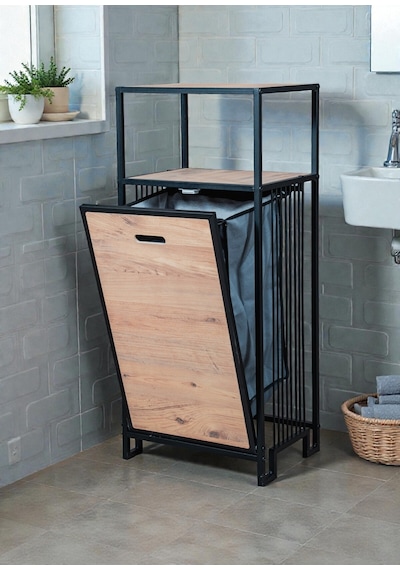 Dekoratif Kirli Sepetli Banyo Dolabı Ahşap Raflı Metal Gövdeli 2 Raflı Çamaşır Sepeti Banyo Düzenleyici Organizer Siyah Dekoratif Kirli Sepetli Banyo Dolabı Ahşap Raflı Metal Gövdeli 2 Raflı Çamaşır Sepeti Banyo Düzenleyici Organizer Siyah