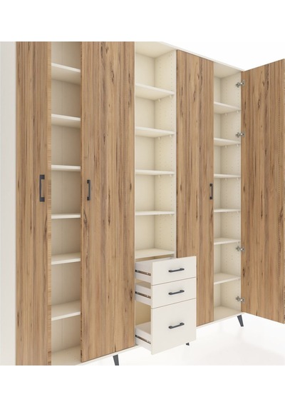 Arges Dolap 17 Raflı 3 Çekmeceli 4 Kapaklı 220x30x243 Aytaşı-çam/aytaşı Atlas Çam/aytası