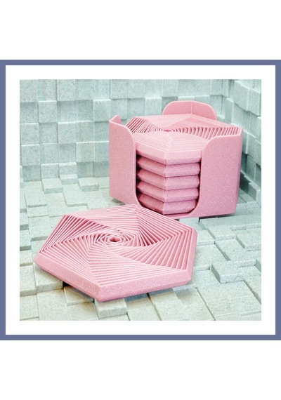 Bezos 3d Baskı Super Fidget Coaster Seti - Altıgen Desenli Bardak Altlığı Ve Tutucu-pembe Dlra