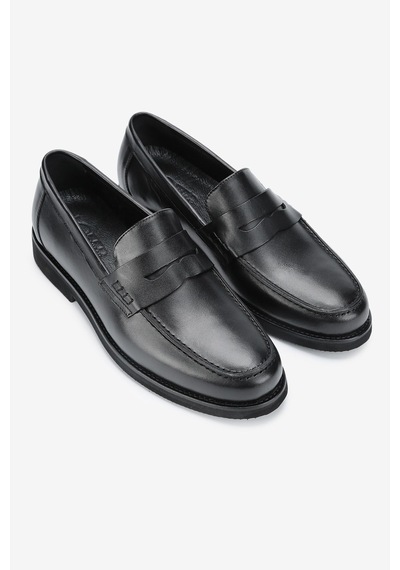 Lofer Erkek Deri Eva Tabanlı Bantlı Klasik Loafer Siyah Lfr-o1133 Derı