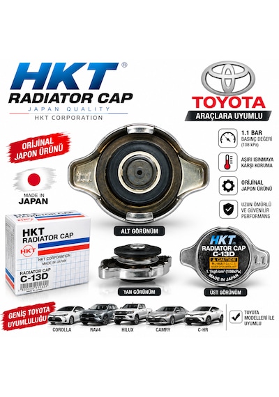Toyota Araçlara Uyumlu  Hkt Marka Radyatör Kapağı 1996-2023 Model Uyumlu