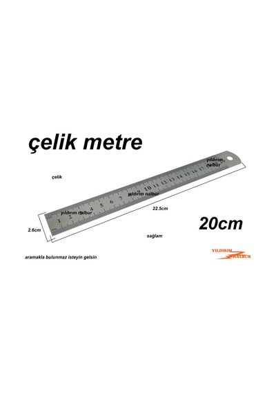 Çelik Metre 20cm Küçük Boy Çelik Cetvel 20 Ölçü Cetvel