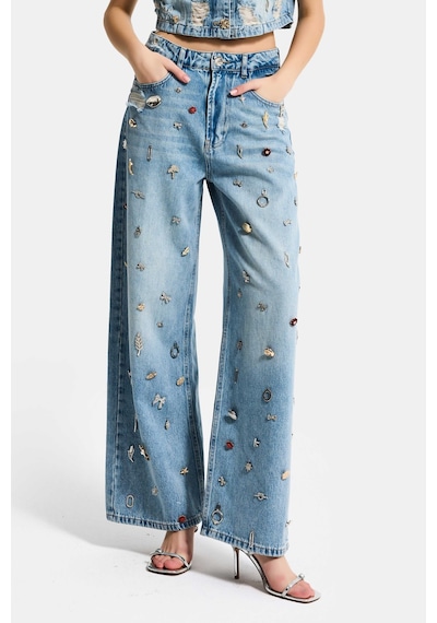 it's basic Kadın Kot Rengi 12s6-32 Mega Baggy Fit Özel Dikim Aksesuarlı Tasarım Denim Jean Mavi