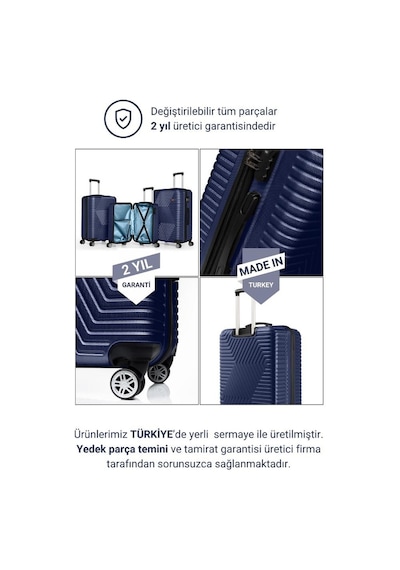 G&d Polo Suitcase Abs 3'lü Lacivert Lüx Valiz Seyahat Seti 600.04-set Lacivert