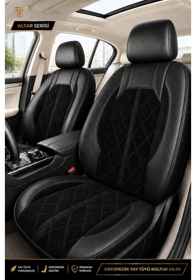 Fiat Egea Cross 2020+ Uyumlu Altar Serisi Tay Tüyü Siyah Premium Koltuk Kılıfı