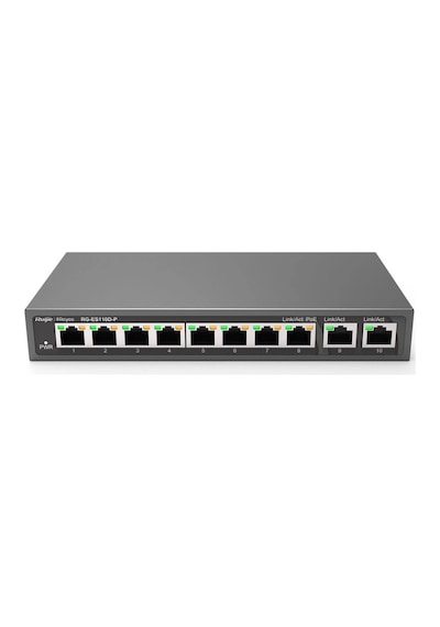 Ruijie-reyee Rg-es110d-p 8 Port Poe+ 10-100 Mbps 2 Port 10-100-1000 Mbps Uplink Switch Çelik Kasa K