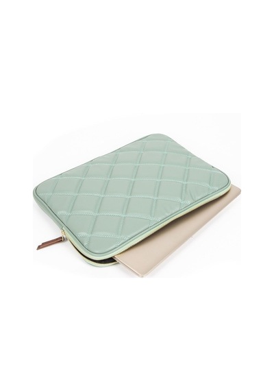 Omuz Askılı Notebook Çanta Tablet Laptop Kılıfı 13"-14" Kapitone Deri Mint Yeşili Renkli