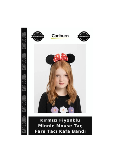 Kırmızı Fiyonklu Minnie Mouse Taç Fare Tacı Kafa Bandı Günlük Aksesuar Temalı Parti Kostüm Aksesuarı +3