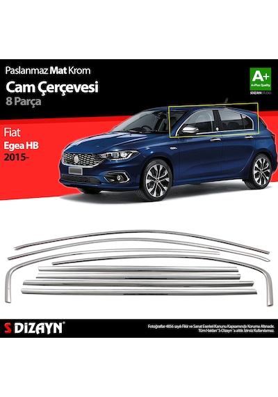 S-dizayn Fiat Egea Hb Krom Cam Çerçevesi 8 Prç. 2015 Üzeri Mat Krom A+ Kalite