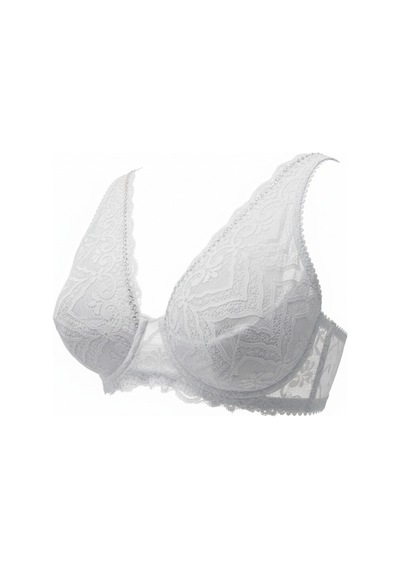 Bonbon Kadın Taş Baskılı Dantelli Toparlayacı Beyaz Renk Sütyen Bb2419