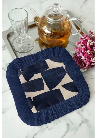 Geometrik Lüks Saçaklı Sunum Peçetesi - Soyut Modern Lacivert Krem Desenli Kahve Sunum Mendili Canlı Toprak Taş Geometrik Lüks Saçaklı Sunum Peçetesi - Soyut Modern Lacivert Krem Desenli Kahve Sunum Mendili Canlı Toprak Taş
