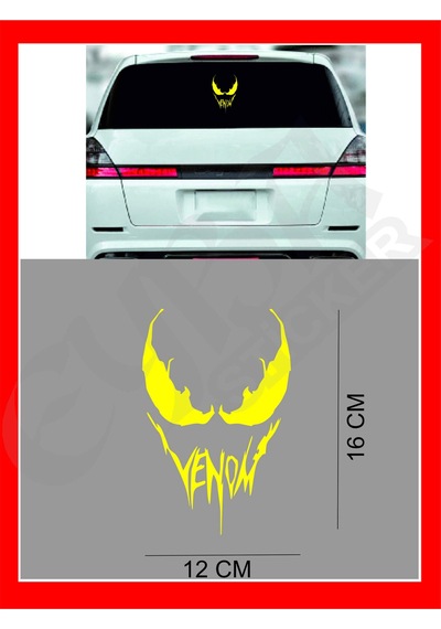 Venom Araba, Motorsiklet, Kask, Laptop,cam Sticker 16x12 Cm Venom Yazılı Sarı