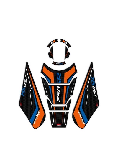 Gp Kompozit Cf Moto 250 Sr 2020-2024 Uyumlu Tank Pad Seti Turuncu-mavi