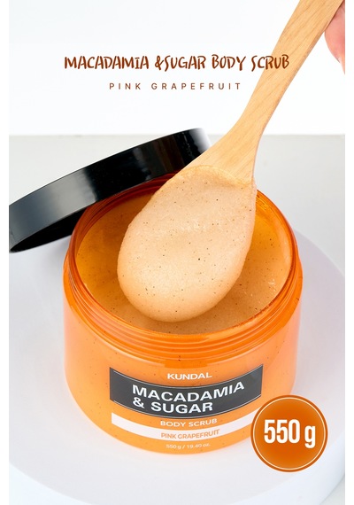 Macadamia Özlü Vücut Peelingi Kundal Macadamia & Sugar Body Scrub 550g Pink Grapefruit