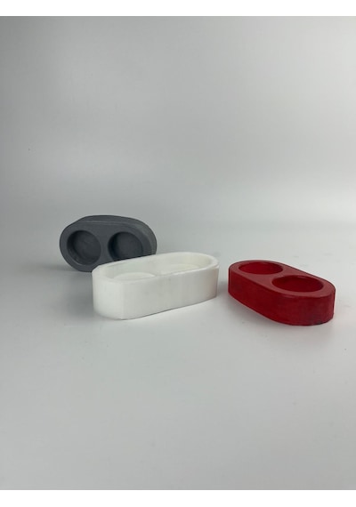 İkili Tealight Mumluk Silikon Kalıp