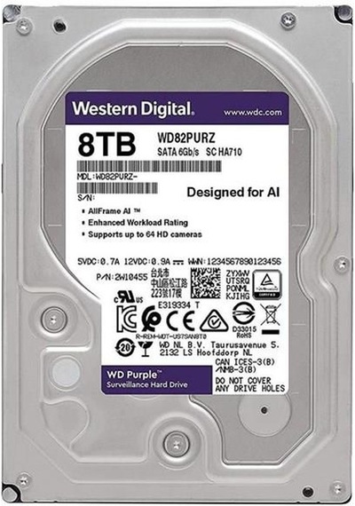 Wd 3.5" 8tb Purple Wd84purz 5400 Rpm 128mb Sata-3 Güvenlik Diski