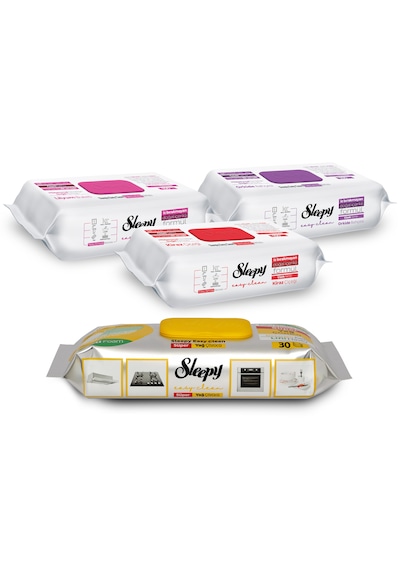 Sleepy Easy Clean Çiçek Serisi&Süper Yağ Çözücü Yüzey Temizlik Havlusu&Mendili (3x100+30)