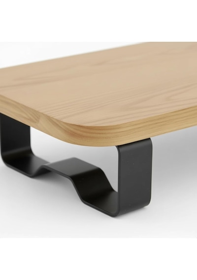 Prexua Upster Ahşap Monitör Standı - Ergonomik Monitör Yükseltici Safir Meşe - Siyah Ayak, Large