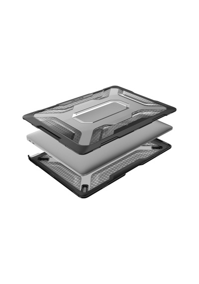 Apple Uyumlu MacBook Air Kılıf Hardcase Touch Id A1932 2018/2019 Outdoor Sc Siyah